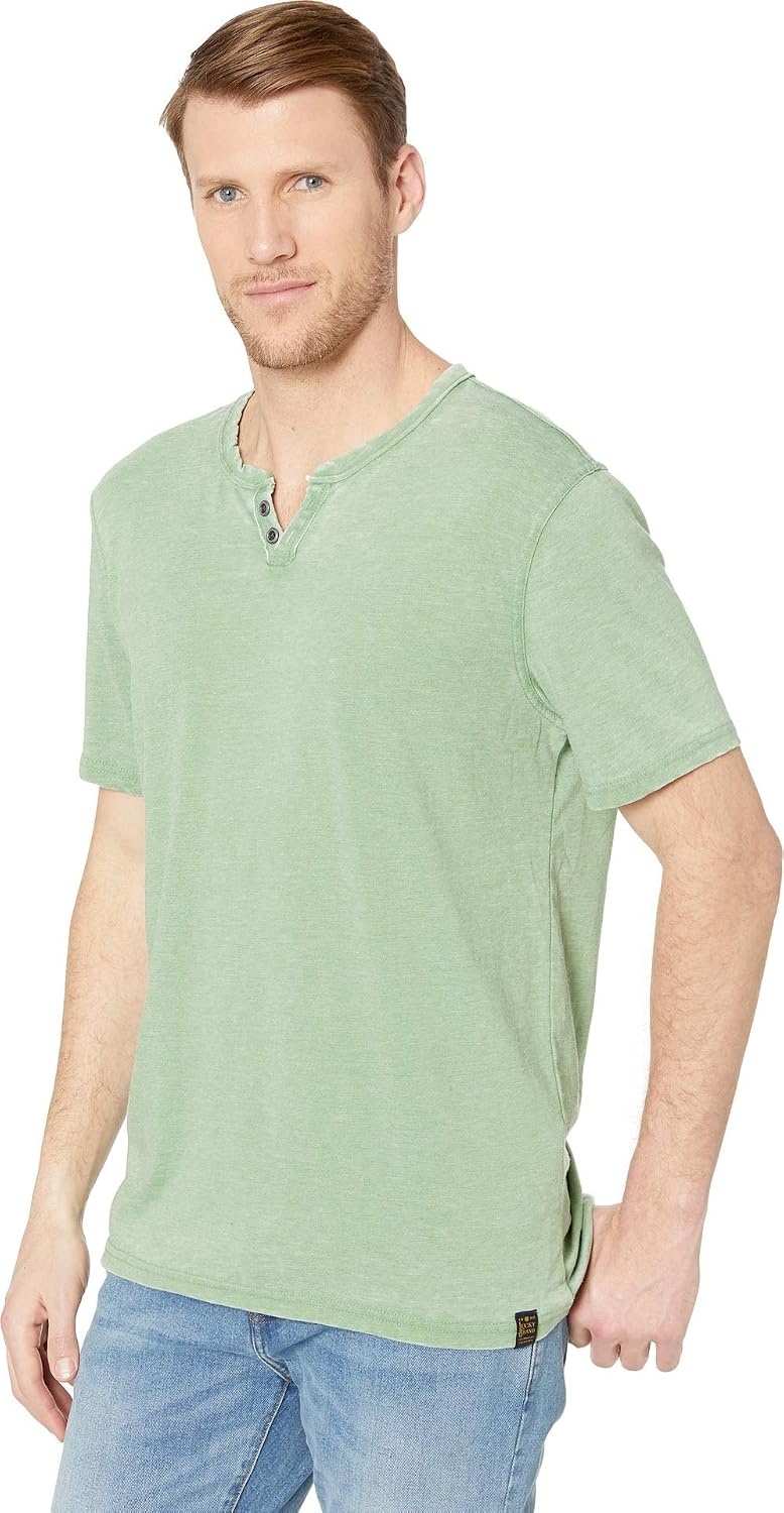 image:imageLucky Brand Mens Venice Burnout Notch Neck Tee ShirtEnglish Ivy