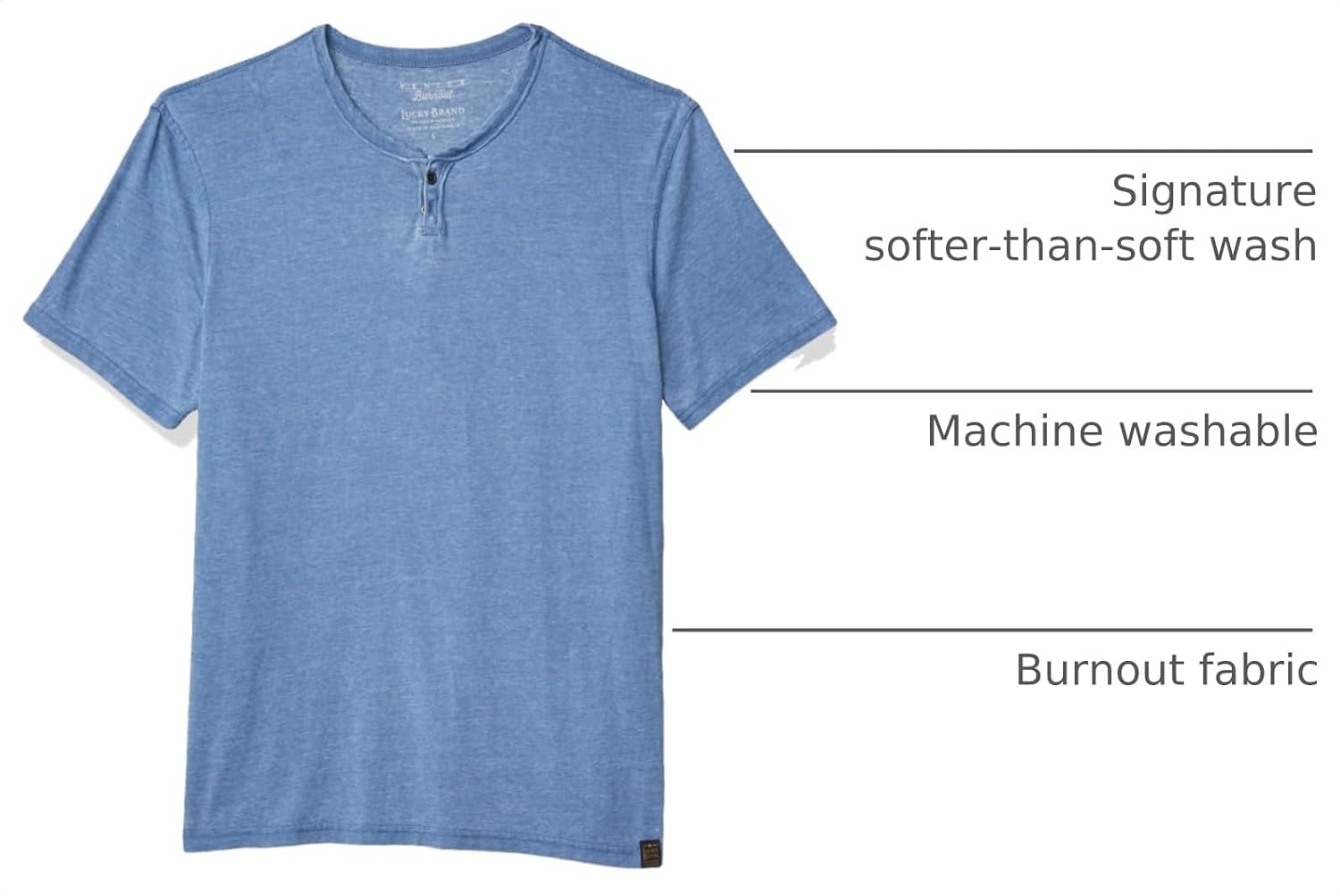 image:imageLucky Brand Mens Venice Burnout Notch Neck Tee ShirtFederal Blue