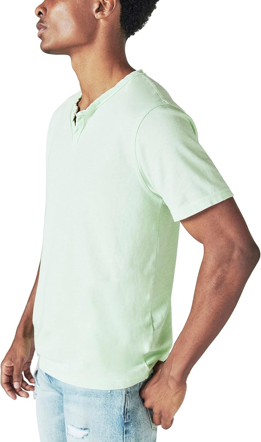 image:imageLucky Brand Mens Venice Burnout Notch Neck Tee ShirtGreen Ash