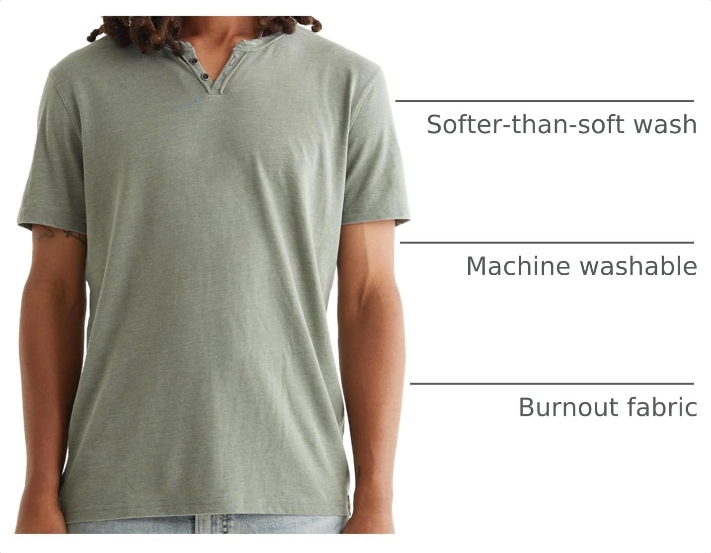 image:imageLucky Brand Mens Venice Burnout Notch Neck Tee ShirtLaurel Wreath