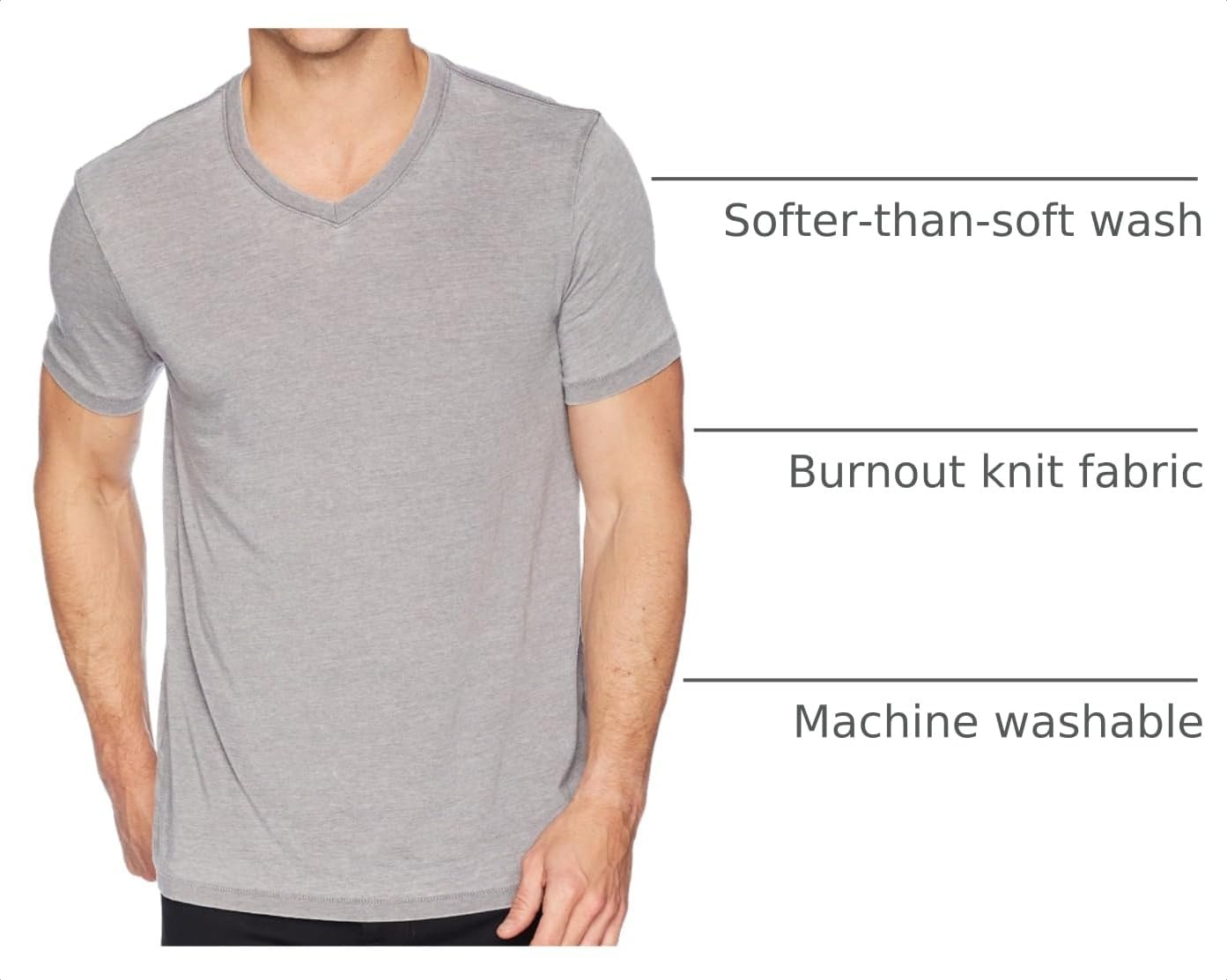 image:imageLucky Brand Mens Venice Burnout V Neck TeeFrost Grey