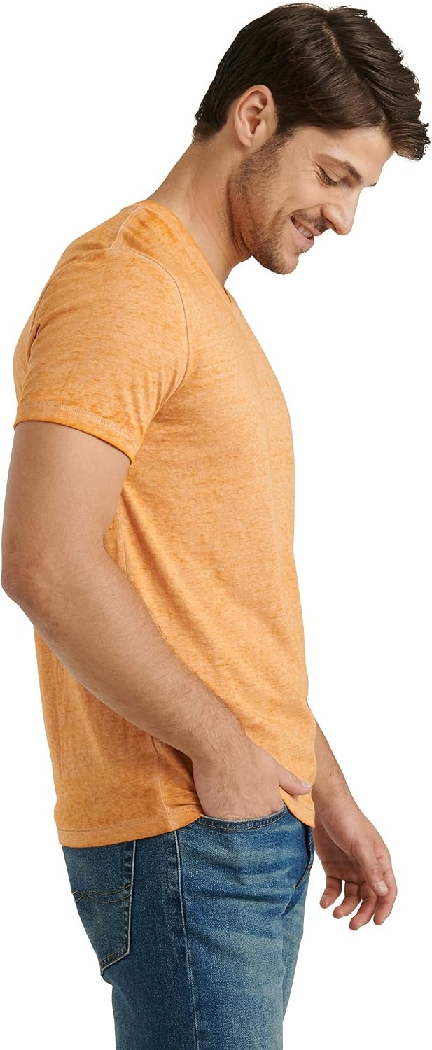 image:imageLucky Brand Mens Venice Burnout V Neck TeeJava Orange