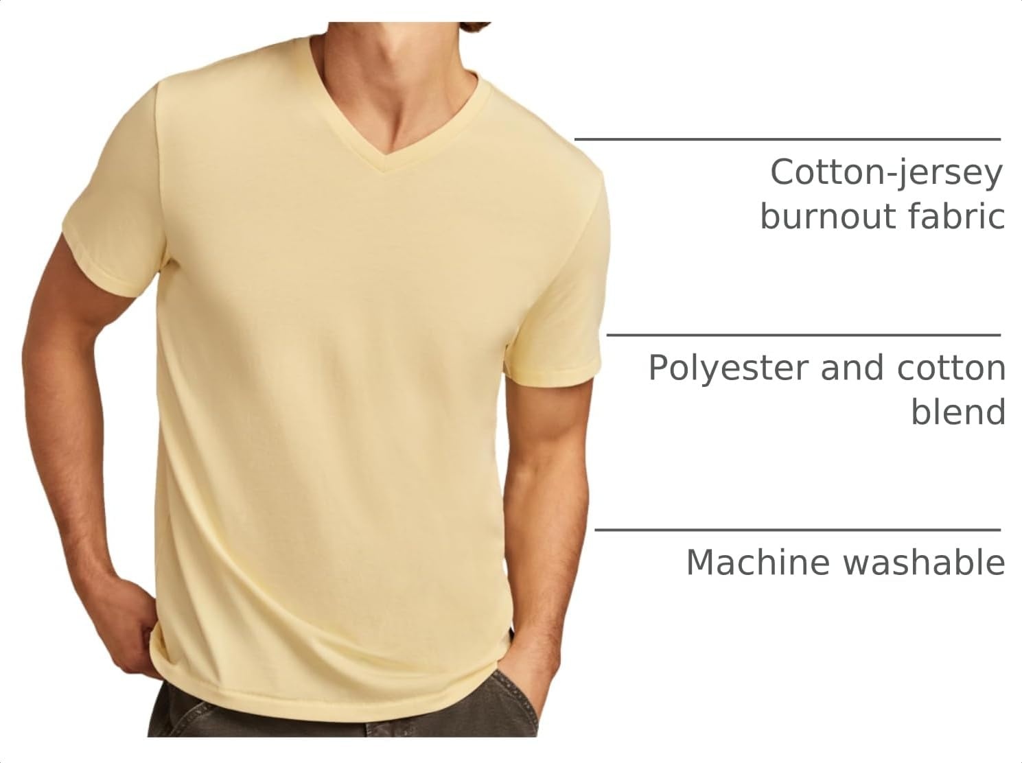 image:imageLucky Brand Mens Venice Burnout V Neck TeeMellow Yellow