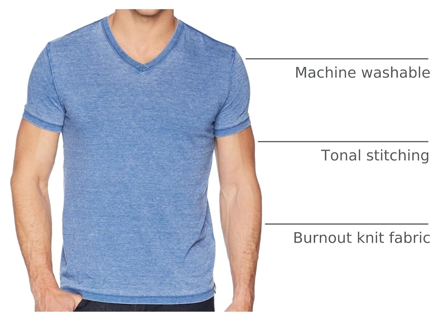 image:imageLucky Brand Mens Venice Burnout V Neck TeeMonaco Blue