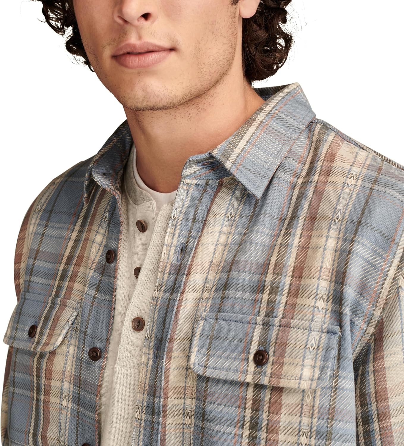 image:imageLucky Brand Mens Vintage Dobby Twill WorkshirtBlue Multi