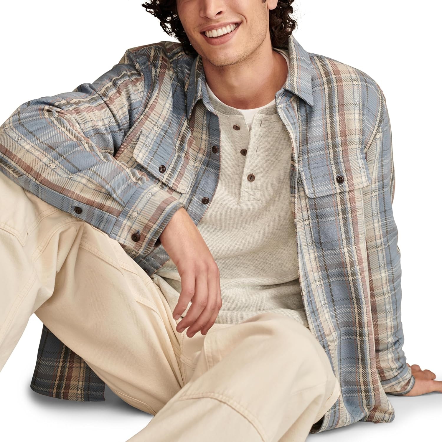 image:imageLucky Brand Mens Vintage Dobby Twill WorkshirtBlue Multi