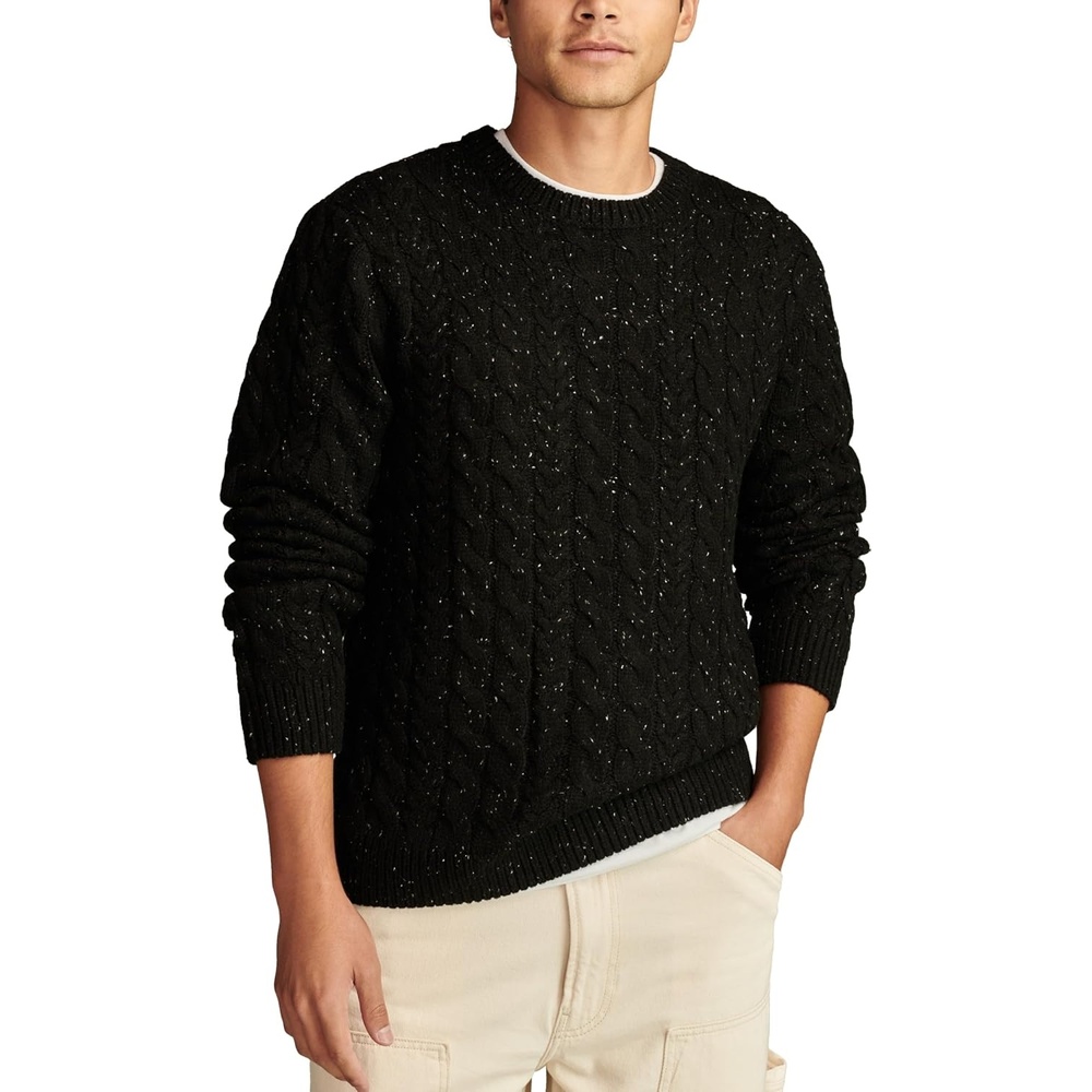 image:imageLucky Brand Mens Cable Crew Neck SweaterDark Black