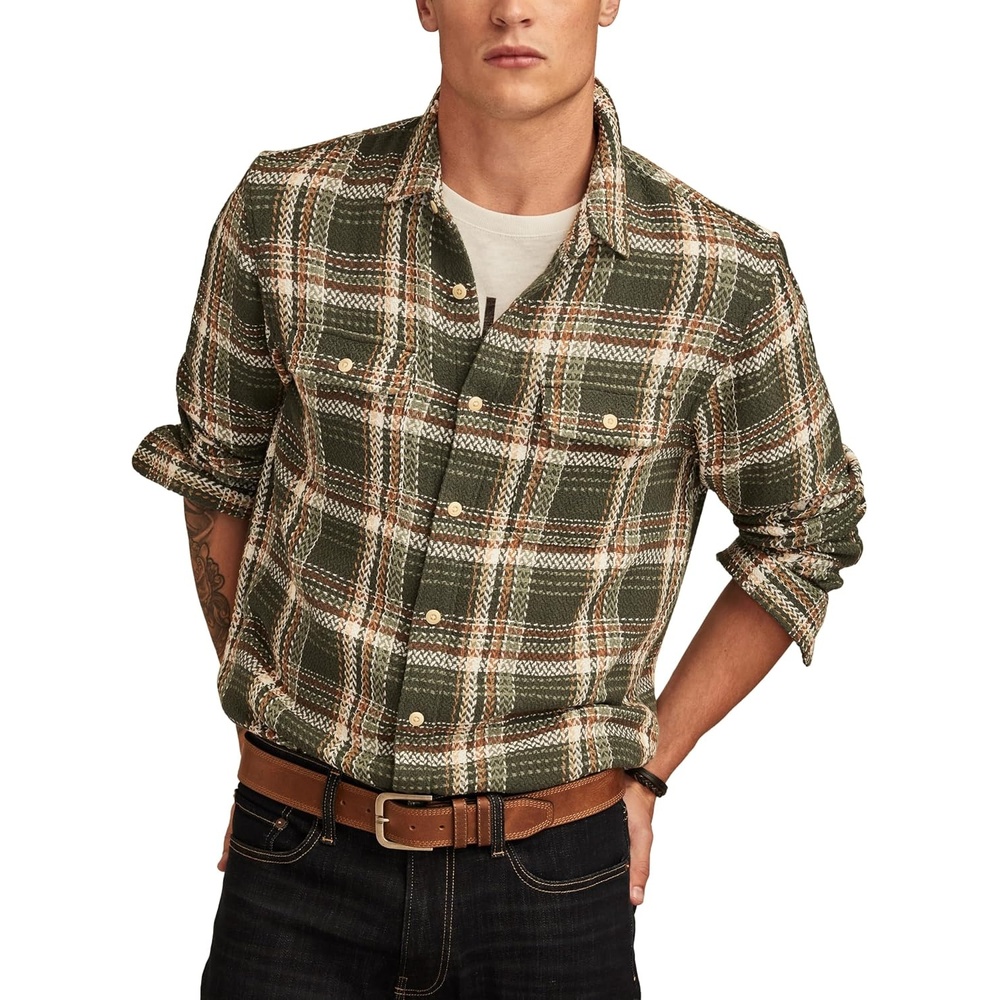 image:imageLucky Brand Mens Herringbone HumboldtGreen Plaid