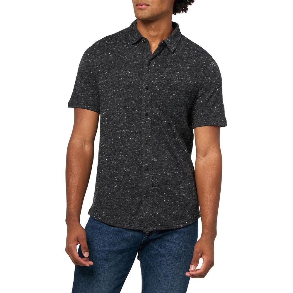 image:imageLucky Brand Mens Linen Short Sleeve Button Up ShirtBlack