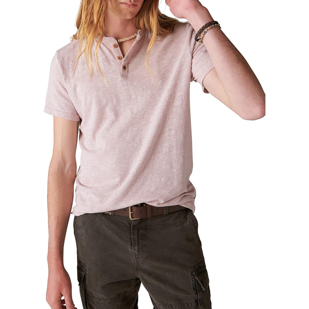 image:imageLucky Brand Mens Linen Short Sleeve HenleyMauve Shadows