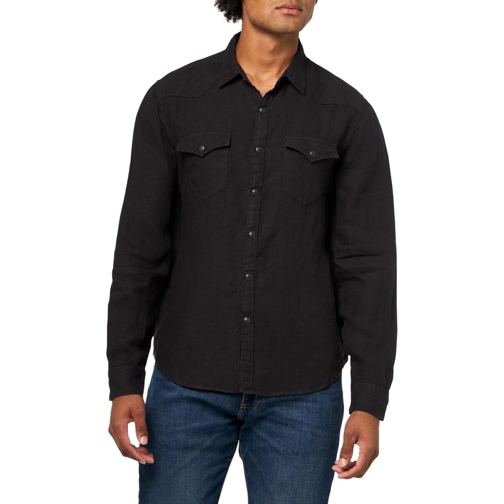 image:imageLucky Brand Mens Linen Western Long Sleeve ShirtPhantom