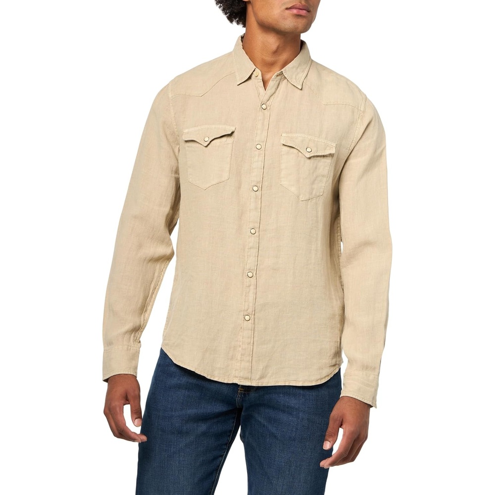 image:imageLucky Brand Mens Linen Western Long Sleeve ShirtVintage Khaki