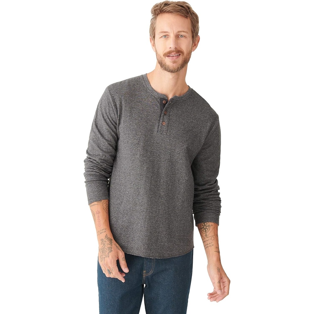 image:imageLucky Brand Mens Long Sleeve Duofold Henley ShirtCharcoal