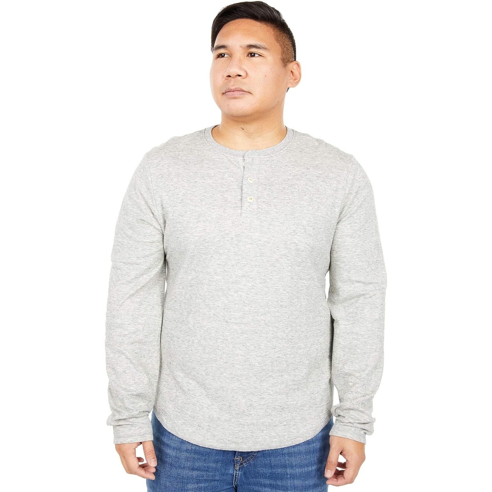 image:imageLucky Brand Mens Long Sleeve Duofold Henley ShirtHeather Grey