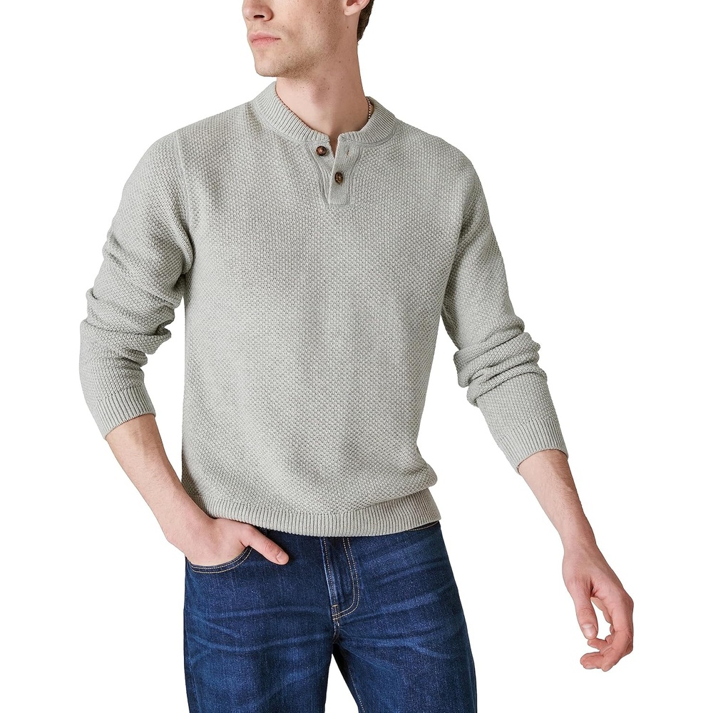 image:imageLucky Brand Mens Lucky Brand Mens Cloud Soft Henley SweaterLight Heather Grey