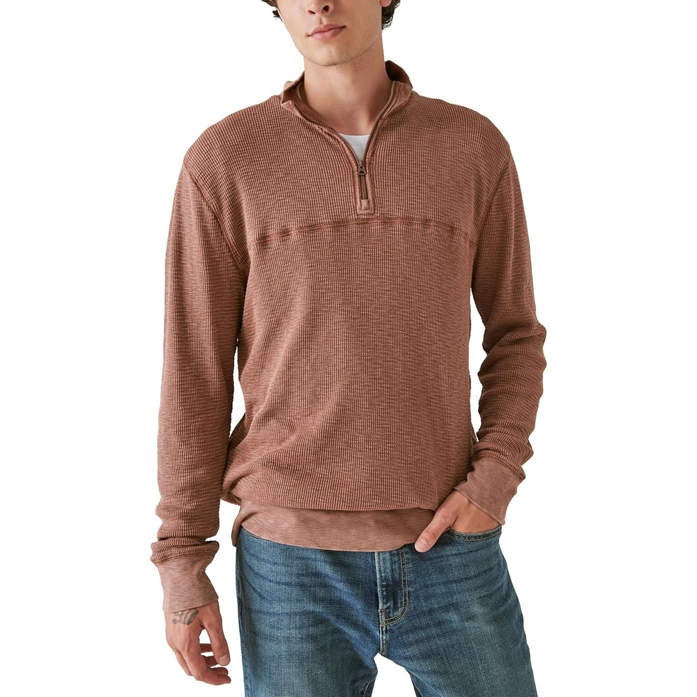 image:imageLucky Brand Mens Mens Garment Dye Thermal Mock Half ZipPotting Soil