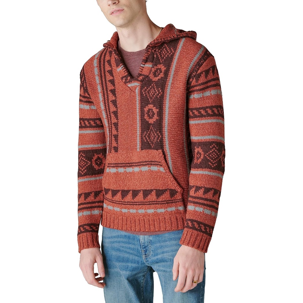 image:imageLucky Brand Mens Mens Southwestern Print Baja SweaterApple Butter Combo