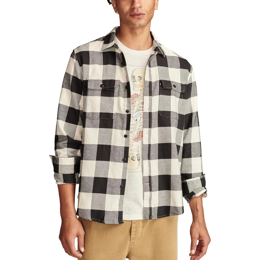image:imageLucky Brand Mens Plaid Cloud Soft FlannelBlack Multi