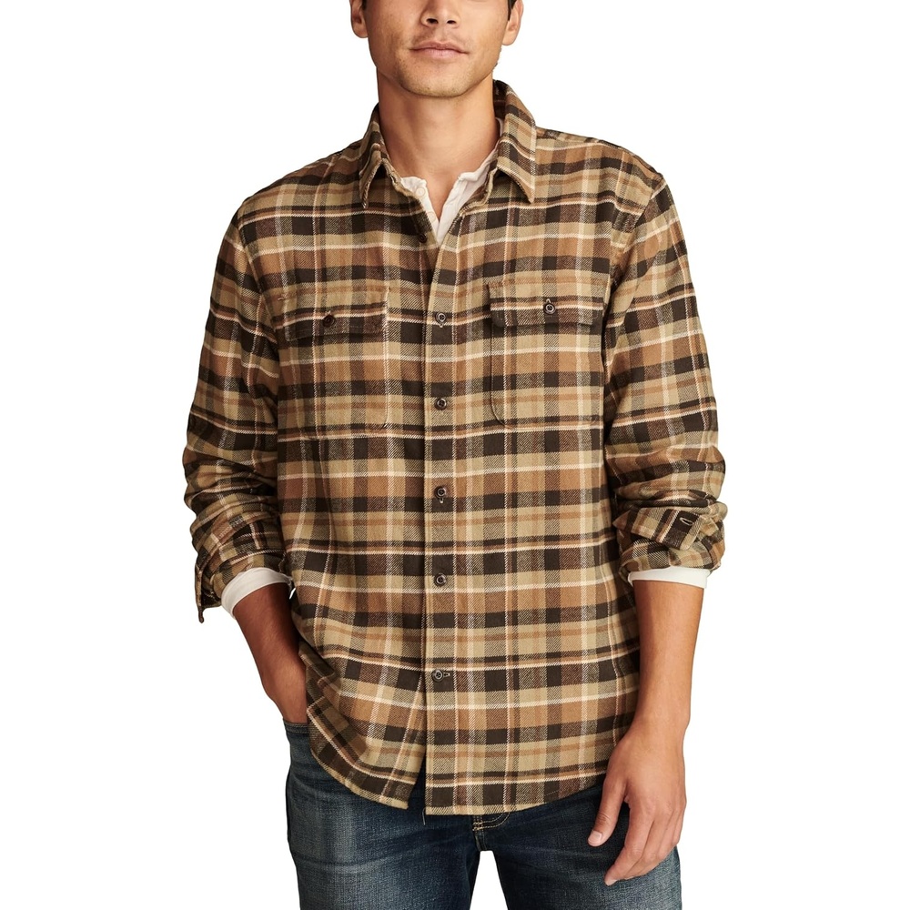 image:imageLucky Brand Mens Plaid Cloud Soft FlannelBrown Multi