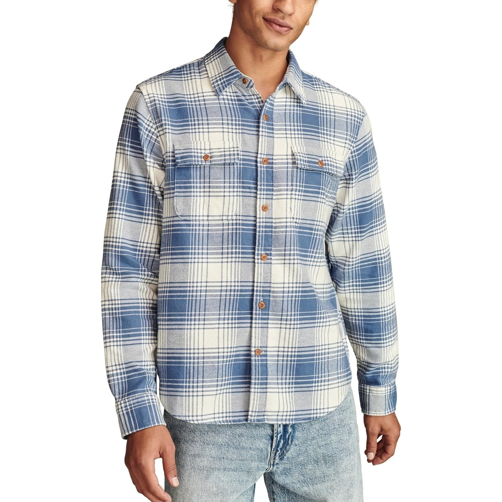 image:imageLucky Brand Mens Plaid Cloud Soft FlannelLight Blue Multi