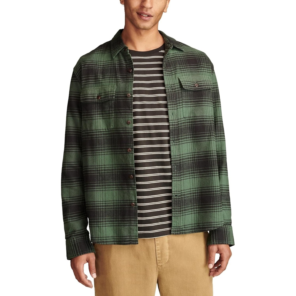 image:imageLucky Brand Mens Plaid Cloud Soft FlannelOlive Multi