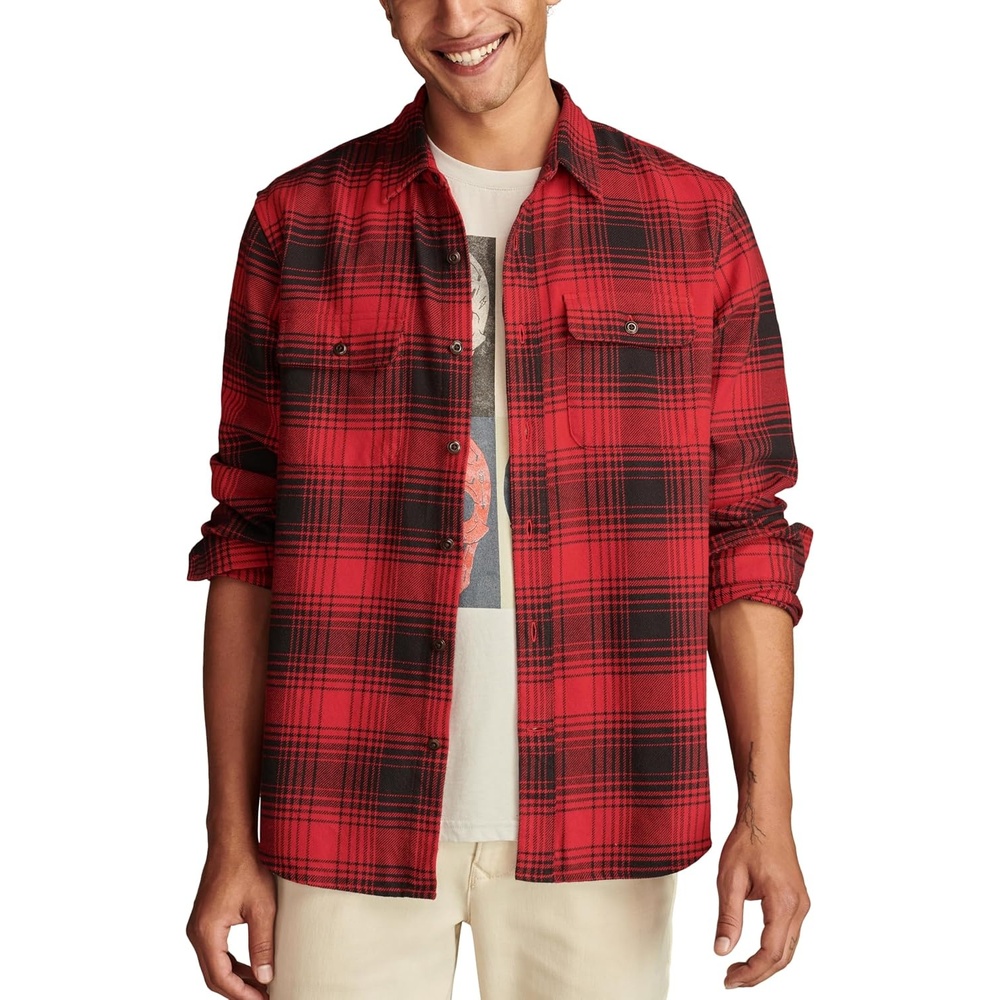 image:imageLucky Brand Mens Plaid Cloud Soft FlannelRed Multi