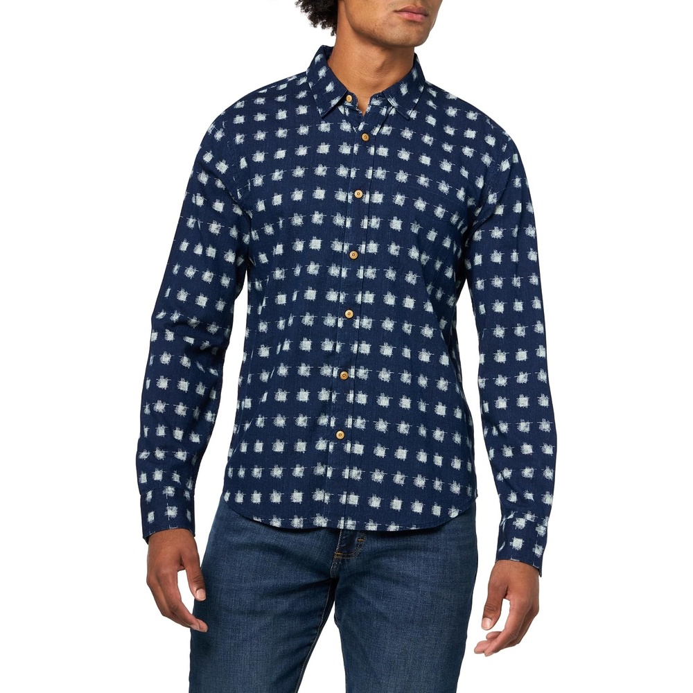 image:imageLucky Brand Mens Printed 1 Pocket Long Sleeve ShirtIndigo Multi