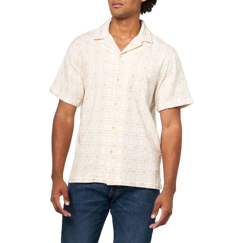 image:imageLucky Brand Mens Short Sleeve Camp Collar ShirtCream Multi