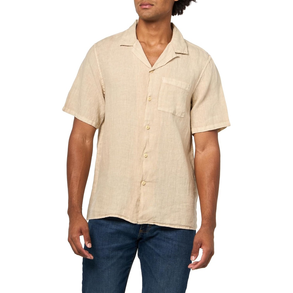 image:imageLucky Brand Mens Short Sleeve Linen Camp Collar ShirtAluminum