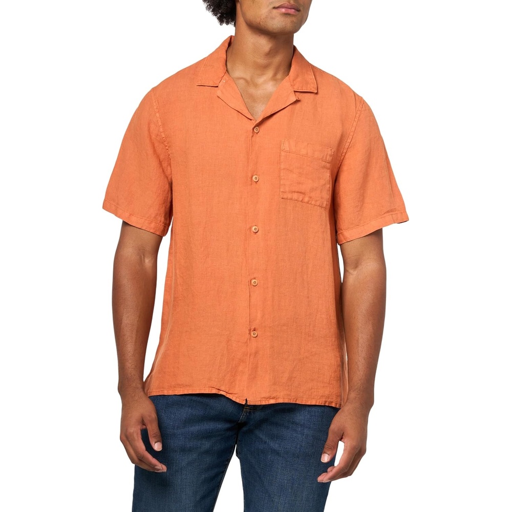 image:imageLucky Brand Mens Short Sleeve Linen Camp Collar ShirtBombay Brown