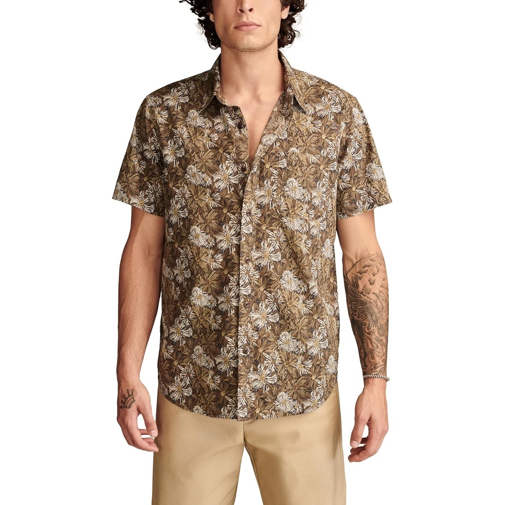 image:imageLucky Brand Mens Short Sleeve Printed ShirtBrown Print