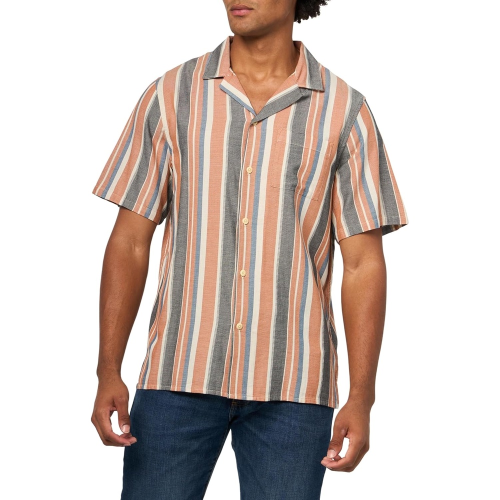 image:imageLucky Brand Mens Striped Short Sleeve Camp Collar ShirtMulti Stripe