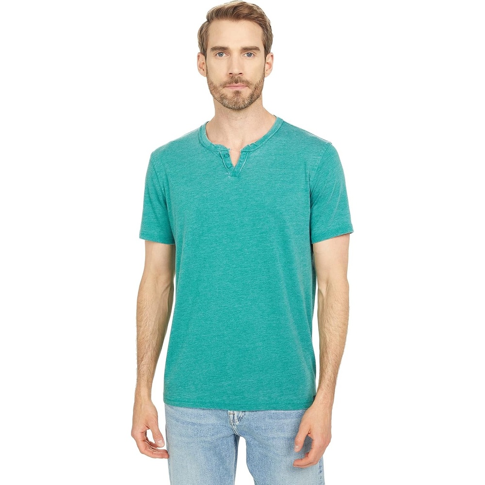 image:imageLucky Brand Mens Venice Burnout Notch Neck Tee ShirtCadmium Green