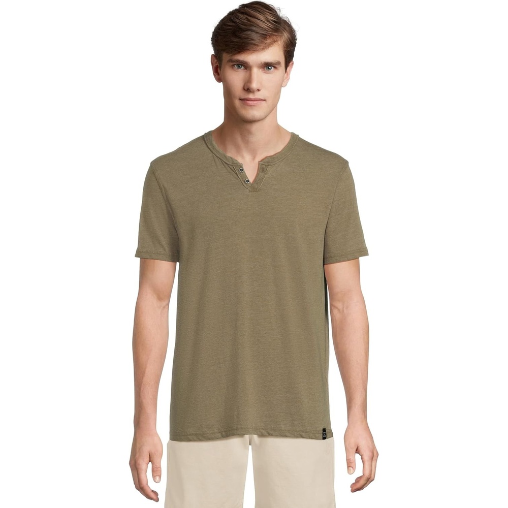 image:imageLucky Brand Mens Venice Burnout Notch Neck Tee ShirtDark Olive