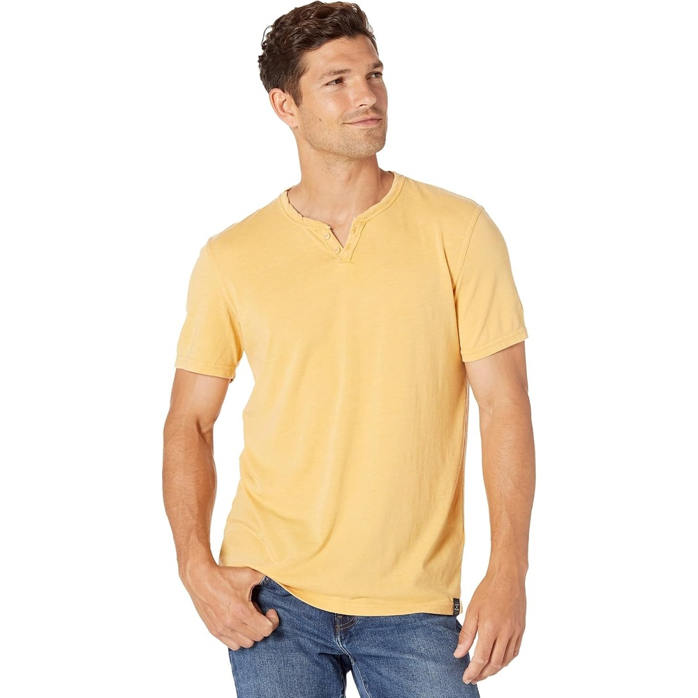 image:imageLucky Brand Mens Venice Burnout Notch Neck Tee ShirtOchre