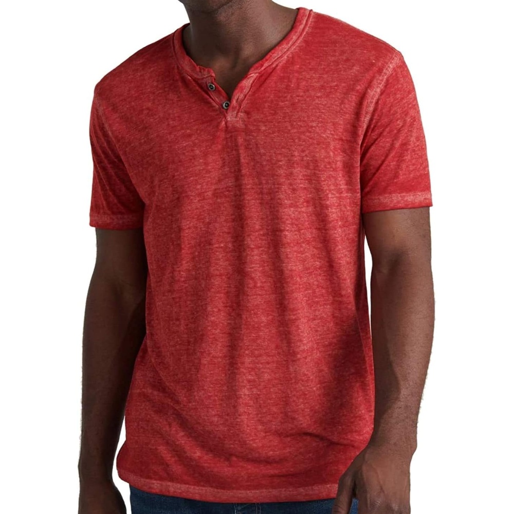 image:imageLucky Brand Mens Venice Burnout Notch Neck Tee ShirtRed Dahlia
