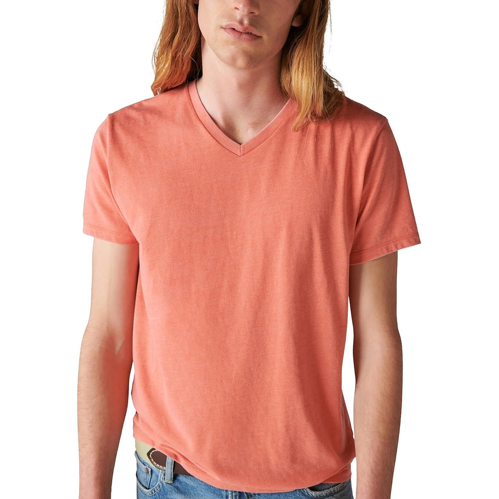 image:imageLucky Brand Mens Venice Burnout V Neck TeeBurnt Ochre