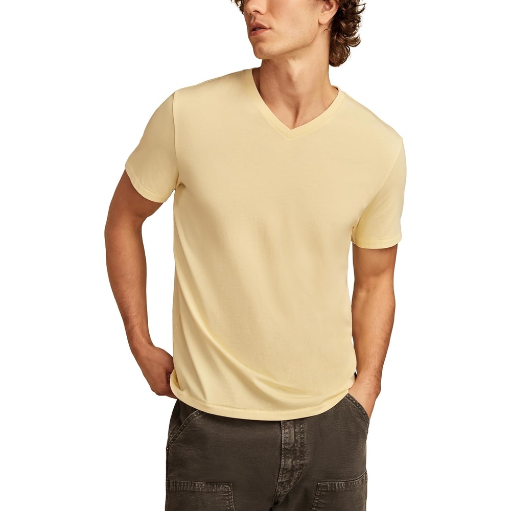 image:imageLucky Brand Mens Venice Burnout V Neck TeeMellow Yellow